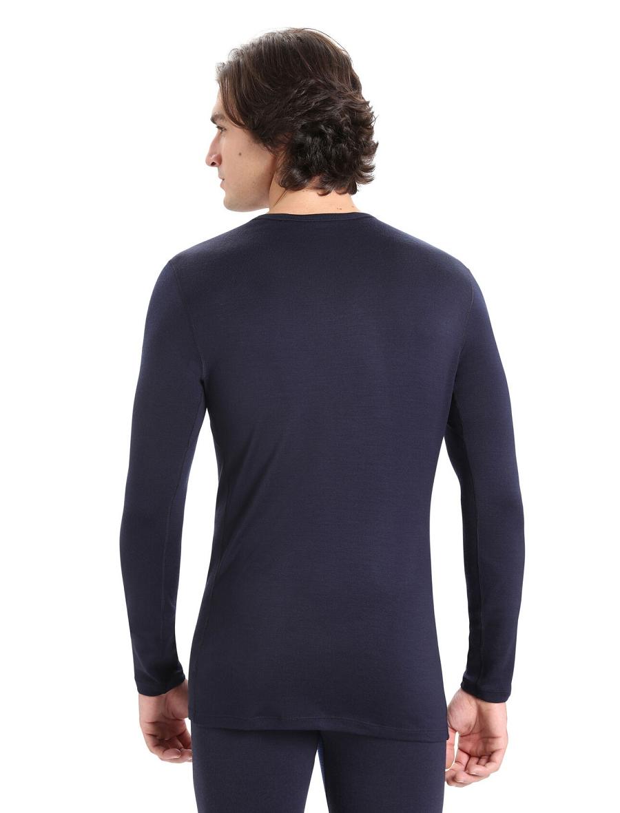 Midnight Navy Men's Icebreaker Merino 260 Tech Long Sleeve Crewe Thermal Top Base Layers | USA 1397VRWD